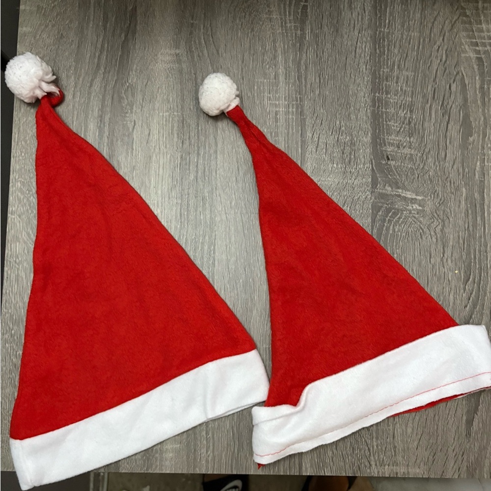 Festive Red Santa Hats with White Trim